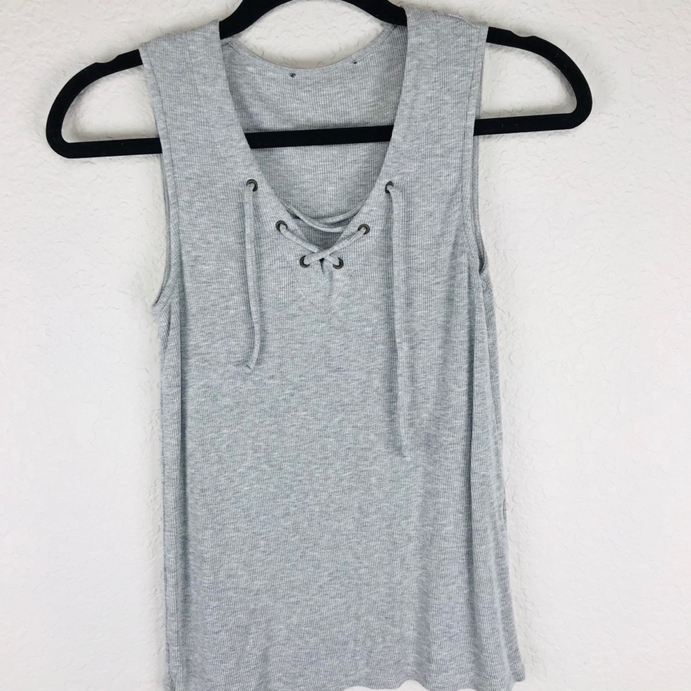 Grey Cross Front Tank Top